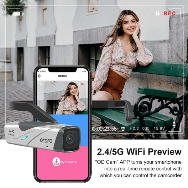 ORDRO EP8 4K 60fps Video Camera Head Wearable Digital Camcorder for Youtube Professional 2-Axis Gimbal Stabilization Vlog Camara 4