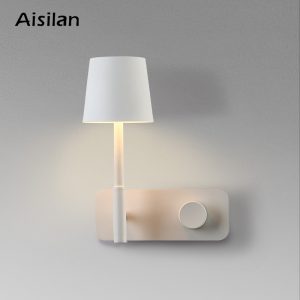 Aisilan LED Wall Light 6W With Switch Interface Fashion White  Dimmable Wall Lamp for Bedroom Beside USB Night Lighting Sconce 1