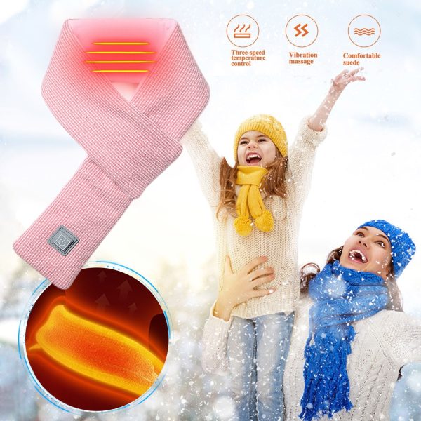 Vertical Striped Printing Electric Heating Scarf Three Gear Regulation USB Heater Heating Neck Brace Wool Sweater Women Camping 3