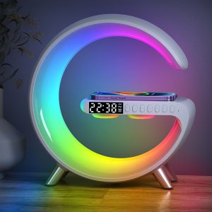 15W LED Multifunctional Wireless Charger Alarm Clock Speaker APP Control RGB Night Light Charging Station For Iphone 11 12 13 14 1