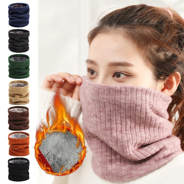 Winter Scarf for Men Fleece Ring Bandana Knitted Warm Solid Scarf Women Neck Warmer Thick Cashmere Hot Handkerchief Ski Mask 1