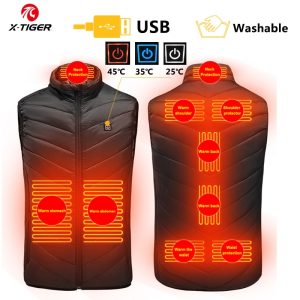 X-TIGER 9/2 Places Heated Jacket Men Women USB Electric Thermal Warm Hunting Coat Winter Outdoor Camping Hiking Heated Vest 1