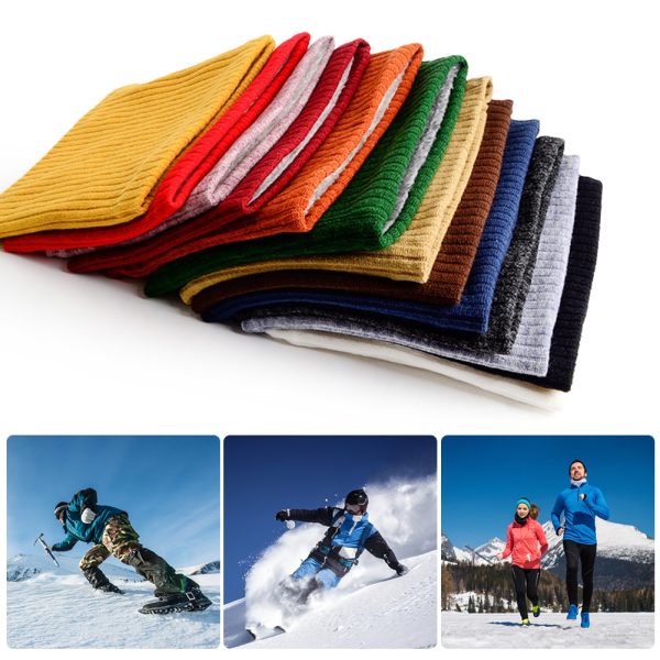 Winter Scarf for Men Fleece Ring Bandana Knitted Warm Solid Scarf Women Neck Warmer Thick Cashmere Hot Handkerchief Ski Mask 4