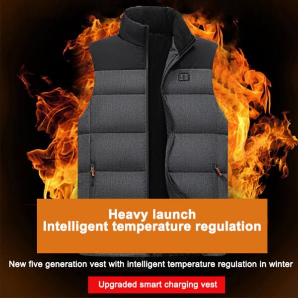 11 District Dual Control Color Intelligent Heated Vest Men Women Thermal USB Heating Vest Hiking Winter Heating Coat M-7XL 2