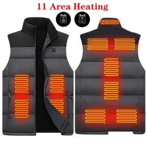 11 District Dual Control Color Intelligent Heated Vest Men Women Thermal USB Heating Vest Hiking Winter Heating Coat M-7XL 1