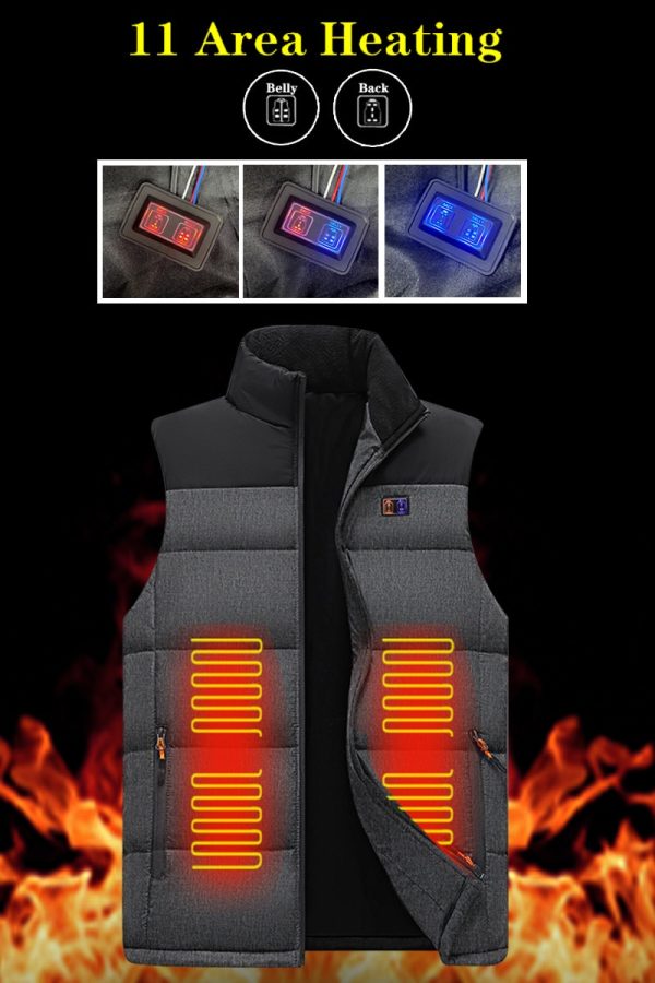 11 District Dual Control Color Intelligent Heated Vest Men Women Thermal USB Heating Vest Hiking Winter Heating Coat M-7XL 5