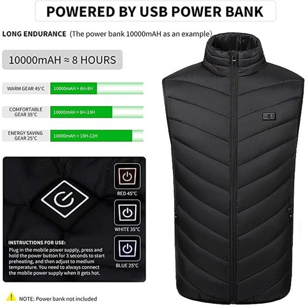 Heating jacket, USB smart switch 2-11 zone heating vest, electric heating hunting vest, men's and women's heating padded jacket 2