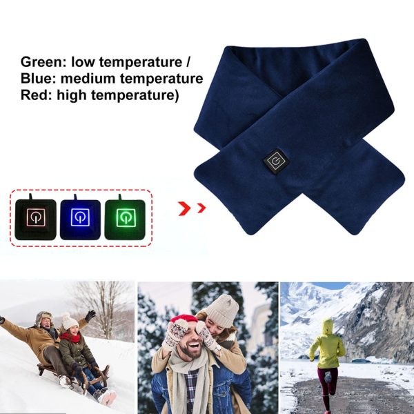 Waterproof Electric Heated Scarf 3 Gears Adjustable Electric Heating Neck Wrap Fleece Washable Electric Heating Scarf for Winter 2