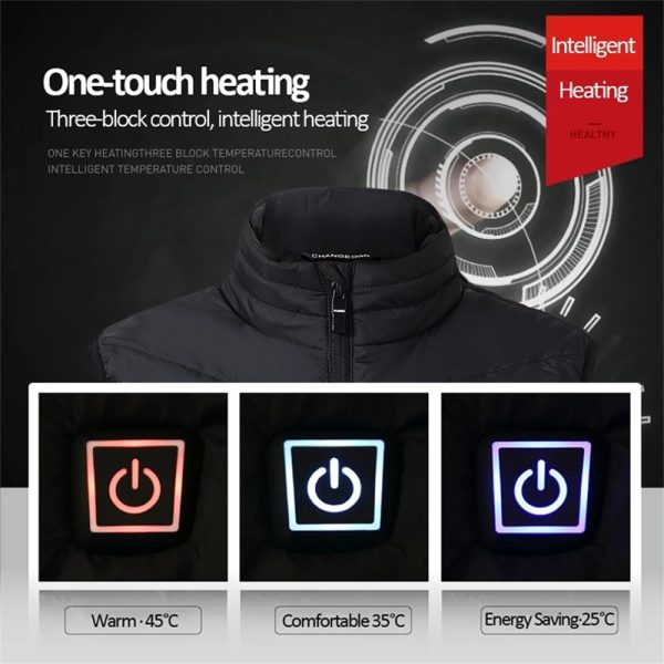 Heating jacket, USB smart switch 2-11 zone heating vest, electric heating hunting vest, men's and women's heating padded jacket 4