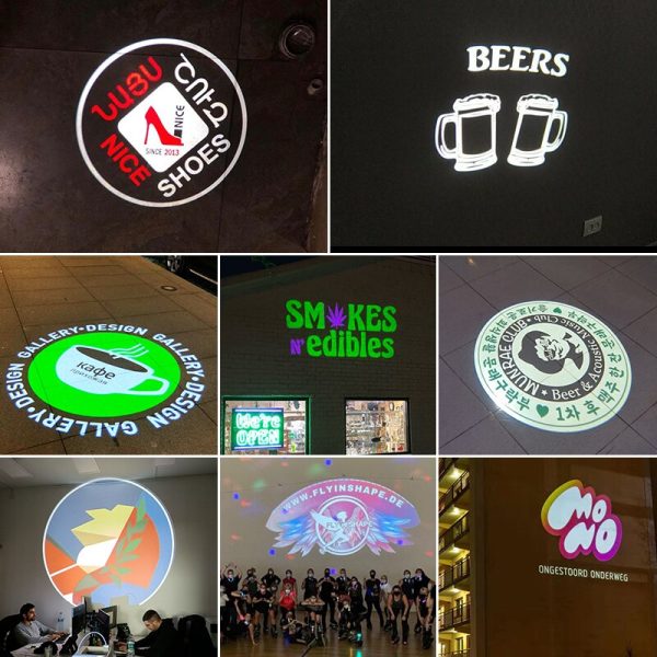 Led Logo Projection Custom Advertising Notice Restaurant Welcome Image Sign Caution  Rotary Led Light Gobo Projector For Outdoor 5