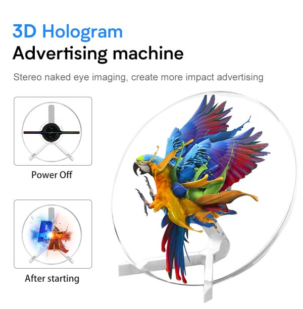 3D Holographic Projector Fan Desktop Hologram Advertising Light with Protective Cover Phone WiFi Connection Image Video Display 1