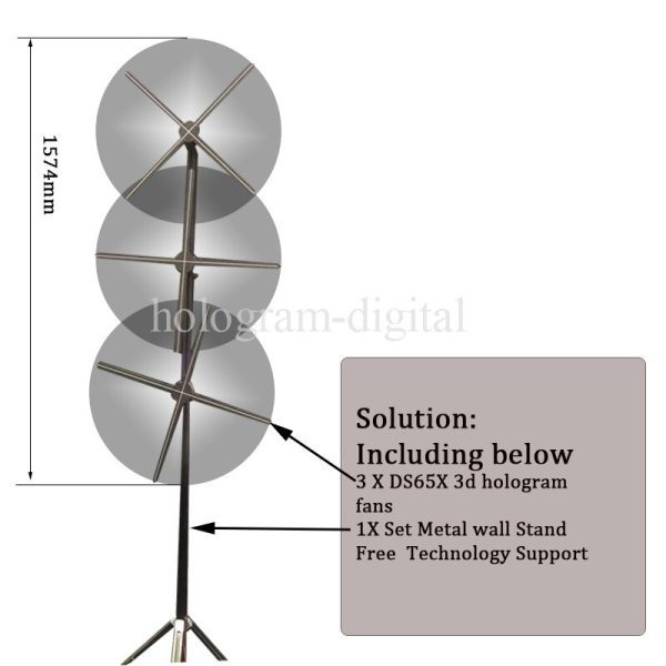 A Complete solution For 1X3 3 pcs 3d hologram fans and hologram wall  and free technology suppport 2