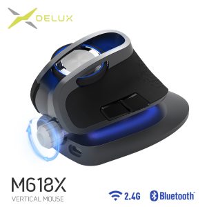 Delux M618X Adjustable angle Wireless Vertical Mouse Bluetooth 3.0 4.0+2.4GHz Ergonomic Rechargeable Mice For 4 Windows Devices 1