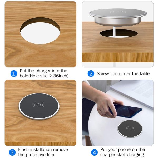 Built in Desktop Wireless Charger Desktop Magsafe Furniture Embedded Fast Wireless Charger Case For iPhone 11 Xiaomi HuaWei 5