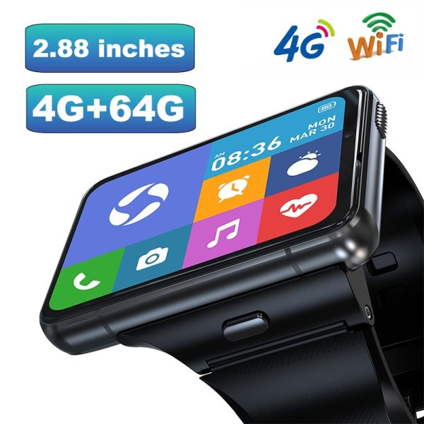 2023 Smart Watch Phone 4G LTE 4+64GB Smartwatch 2.88 inch Screen Men Watch 2300mAh  Dual Camera Face Unlock GPS WIFI Android 9 1