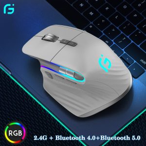 Wireless Gaming Mouse With 10000dpi 2.4G Bluetooth RGB Lighting Ergonomic Design and Silent Buttons - Rechargeable and Definable 1