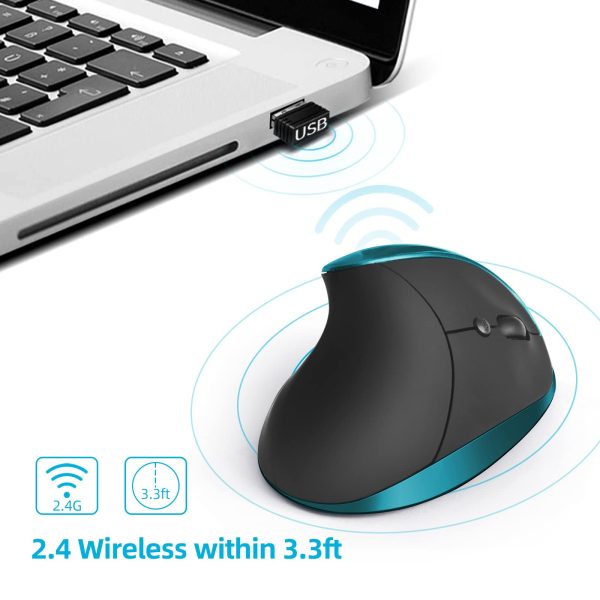 2.4G Ergonomic Vertical Mouse Wireless 1600DPI Adjustable Gamer Mice Rechargeable Mause For Laptop 2