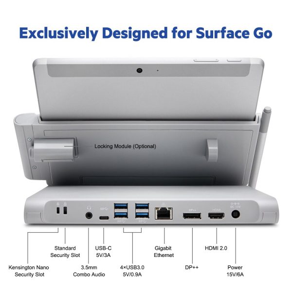 Kensington SD6000 Docking Station Designed for Surface Go and Go 2 DP1.2 HDMI2.0 USB3.1 Type-C Dock Anti-Theft K38700 2