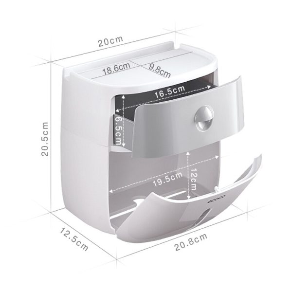 Double Layer Toilet Paper Holder Waterproof Wall Mounted Storage Box Bathroom Shelf Portable Toilet Roll Dispenser Roll Holder 6